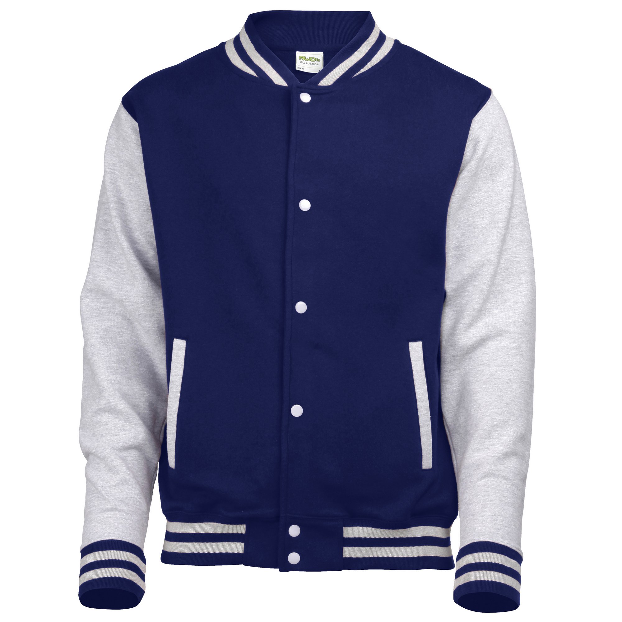 Awdis Kids Unisex Varsity Jacket / Schoolwear (12-13) (Oxford Navy/Heather Grey)