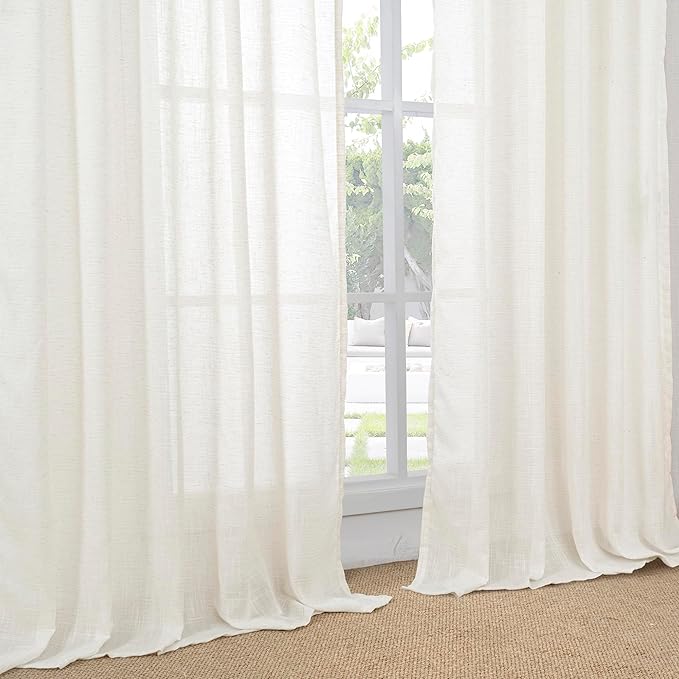 Cortina Lino Sheer 84 Pulgadas 2 Paneles BGment - Beige miniatura 7
