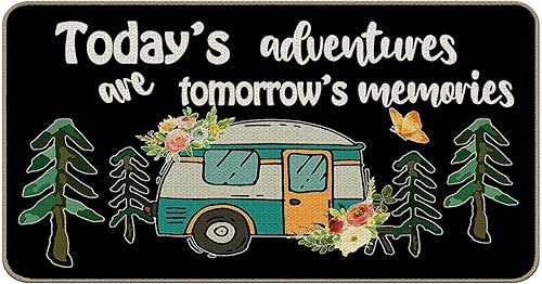 Miniatura 147 de Tapete divertido para puerta de campamento de 17 x 30 pulgadas, regalos de campamento para mujeres, alfombras de cámper para interior, alfombra