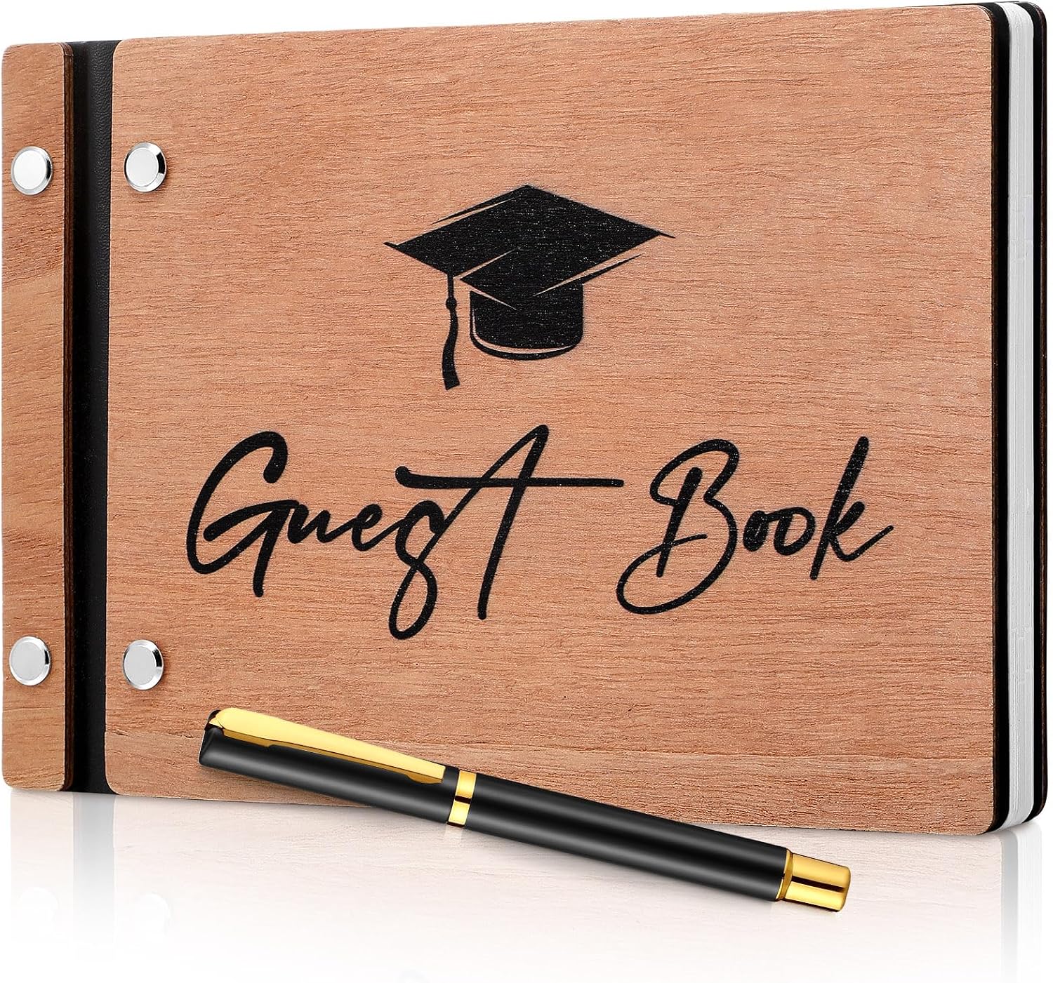 Frienda 2026 Graduation Guest Book Leather Guest Sign in Book with Pen Graduation Party Favors Congratulation Graduates Signature(Brown)