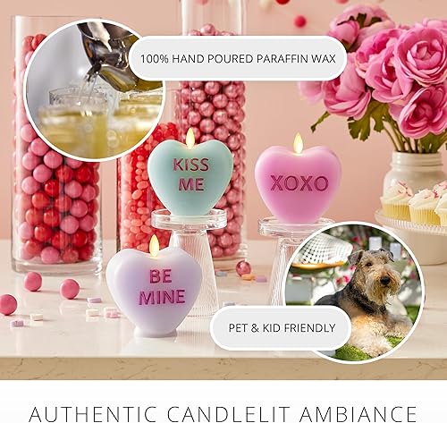 Miniatura 4 de Luminara XOXO - Vela LED de corazón de orquídea pastel sin llama, 3.5 x 4.5 pulgadas, colección del día de San Valentín