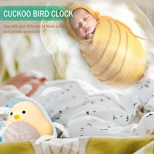 Miniatura 2 de Reloj despertador para niños, reloj despertador digital de cuco, tres juegos de alarma, tres tonos de llamada, luz nocturna de brillo ajustable,