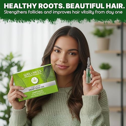 Miniatura 5 de Wellness Premium Products Ampollas de aceite de cáñamo para reparación del cabello para cabello seco y dañado, 10 mil - 10 por caja
