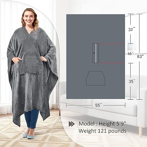 Miniatura 7 de Catalonia Wearable Blanket Poncho for Adult, Super Soft Comfort TV Throw Blanket Cape for Women and Men