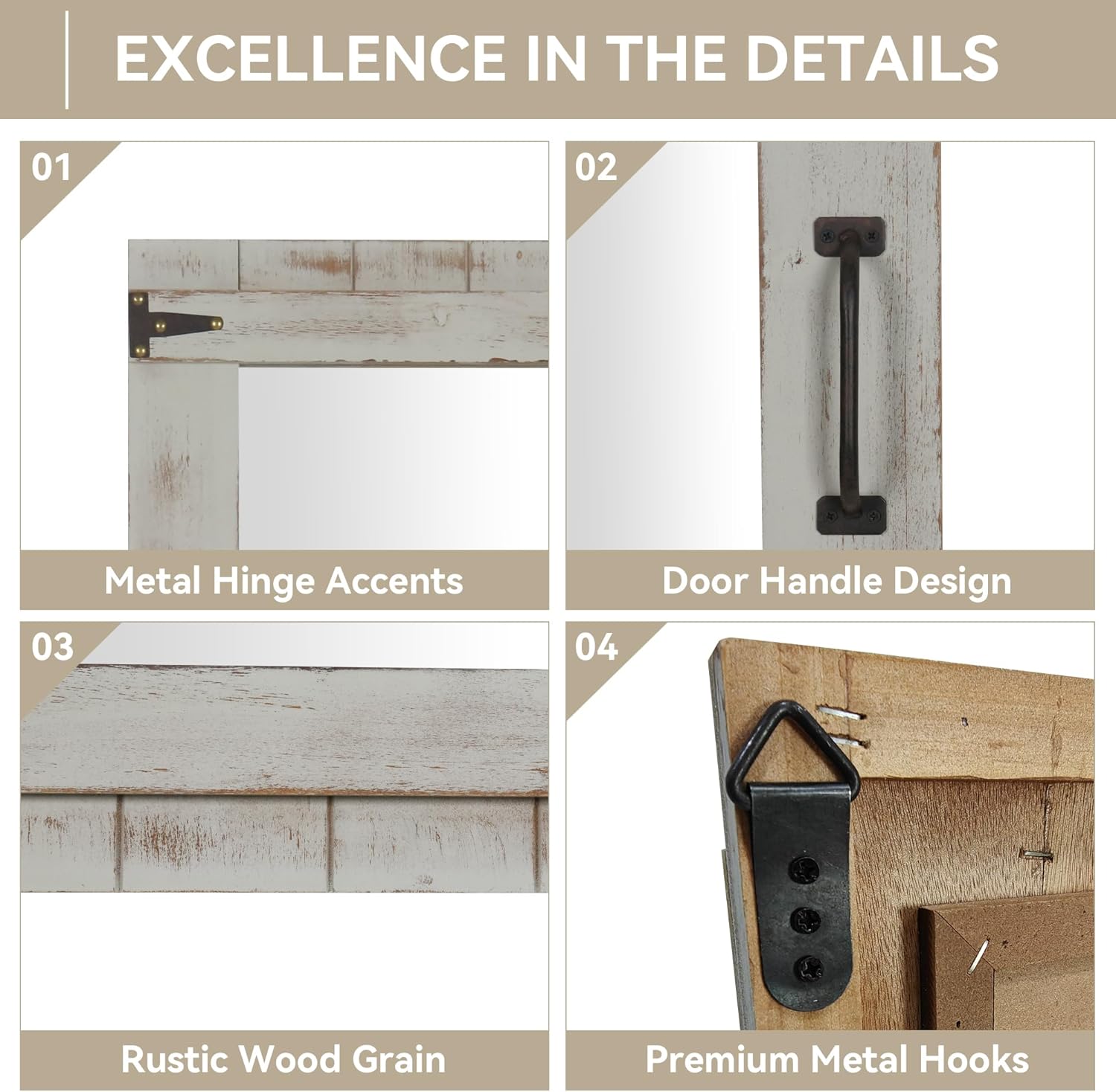 Farmhouse Bathroom Mirror-24”x32” Rustic Wood Framed Wall Mirror for Entryway, Living Room, Bedroom, Decorative Mirror for Wall Decor, Washed Gray