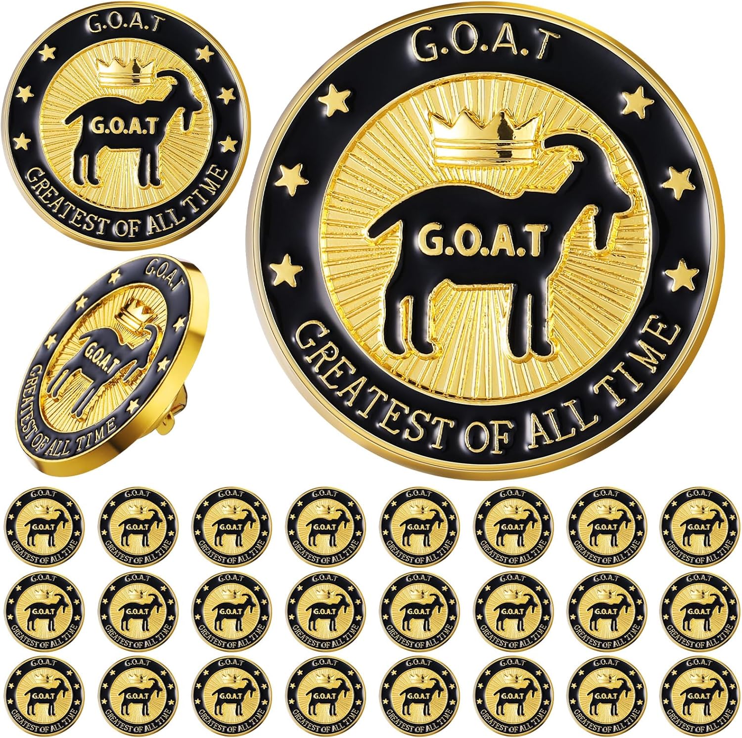 Quelay Goat Championship Trophy Lapel Pins MVP Award Pins Bulk for Softball Baseball Football Soccer Team Sports Gifts
