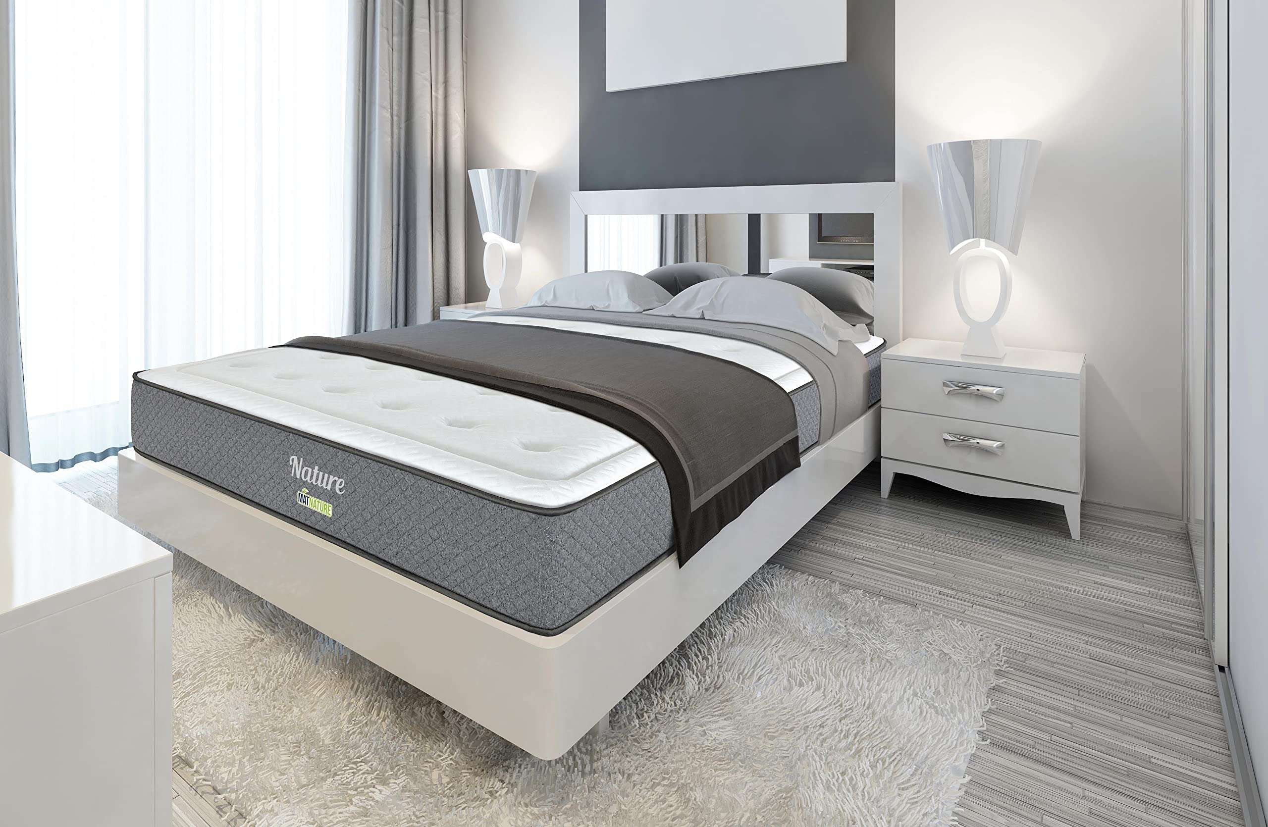 Matnature | Nature High Resilience | Colchón Viscoelástico | HR Superior Sensación Muy Suave | Firmeza Óptima y Alta Adaptabilidad | Altura 25 cm | Antibacterial y Antiácaros (135 x 180 cm)