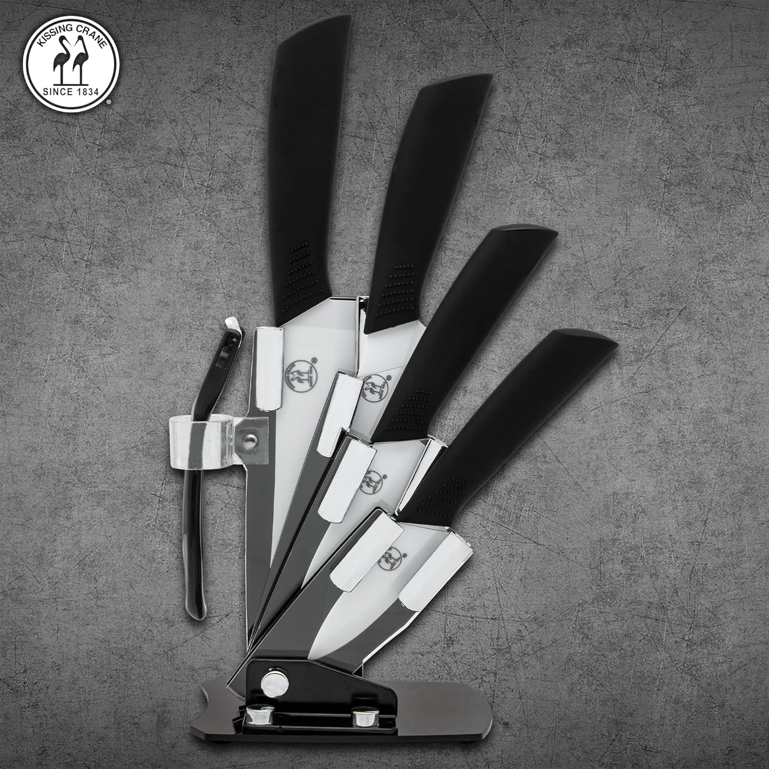 Culinary Craft Ceramic Knife Set | Five-Piece Precision Cutlery | Ergonomic Handles | Knife Block Included | Great Kitchen Set