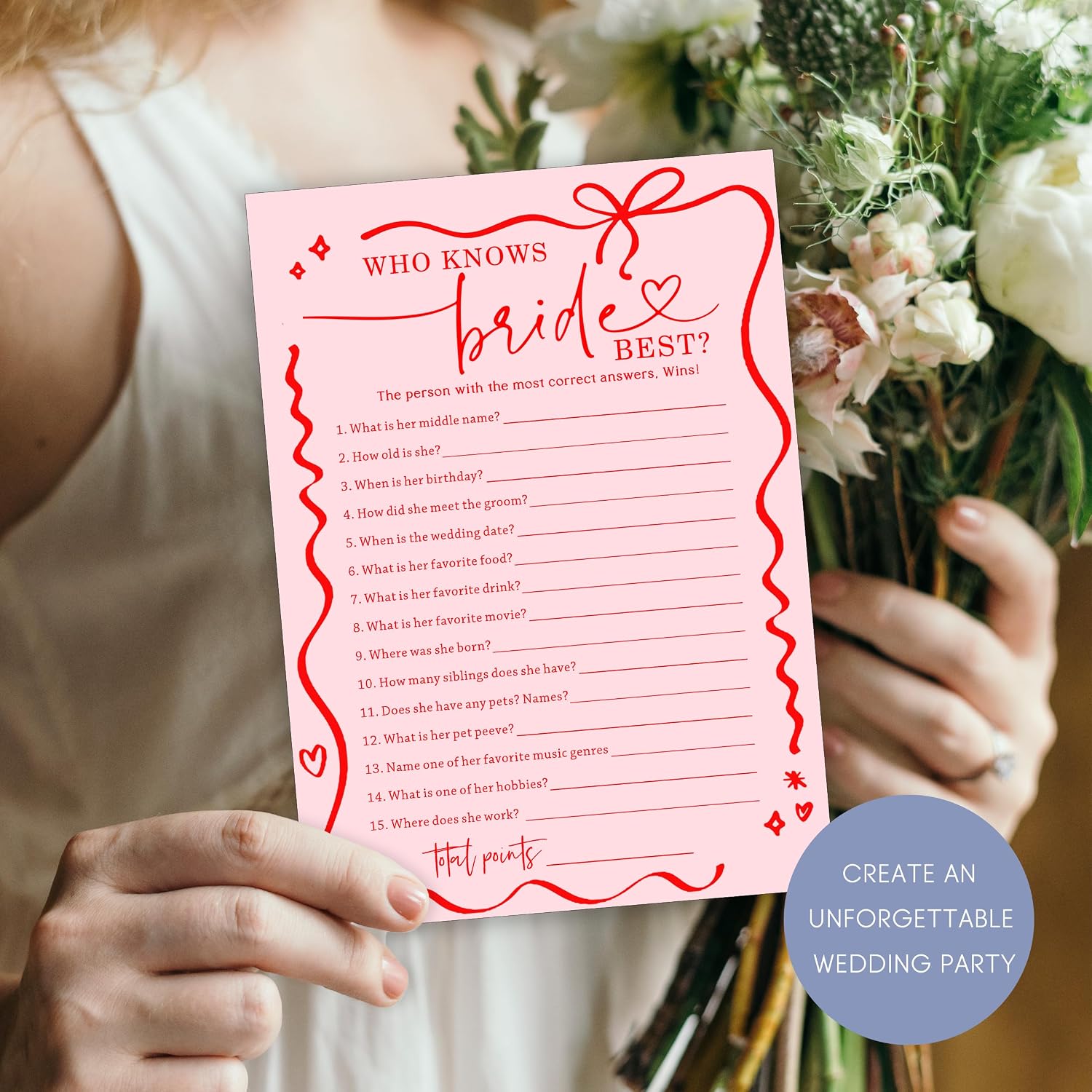 Bridal Shower Games Cards Who Knows The Bride Best Engagement Party Wedding Game for Guests Bridal Shower Games 25 Guests Minimalist Wedding Party Supplies and Decorations - C02 image 5
