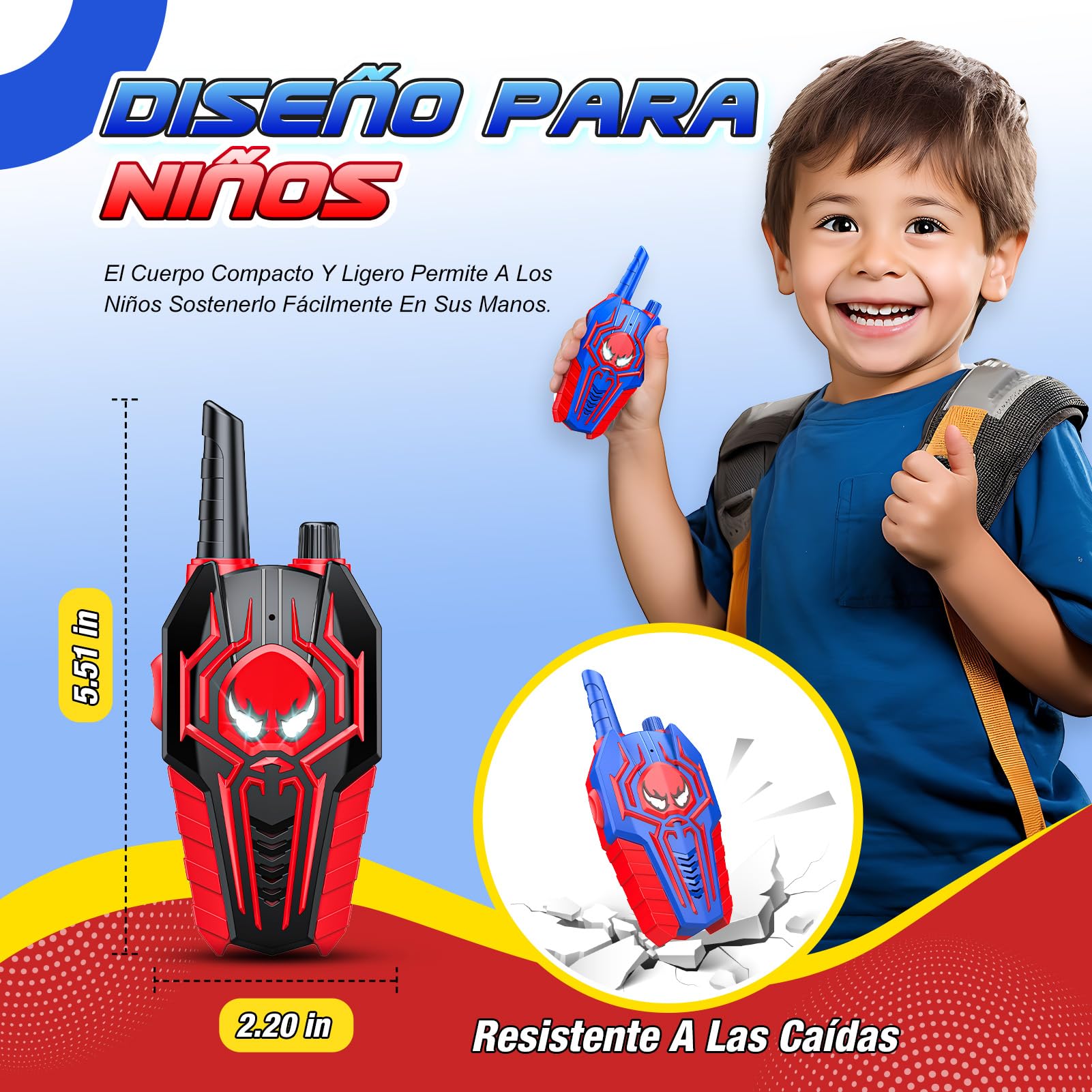 Toyokid Walkie Talkie Niños, Juguetes Niños 3 4 5 6 7 8 9 10 Años Walkie Talkie Regalo Niño 3 4 5 6 7 8 9 10 Años Juegos Exterior Niños Regalos Cumpleaños Niños Juguetes para Niños de 3-10 Años — view 5