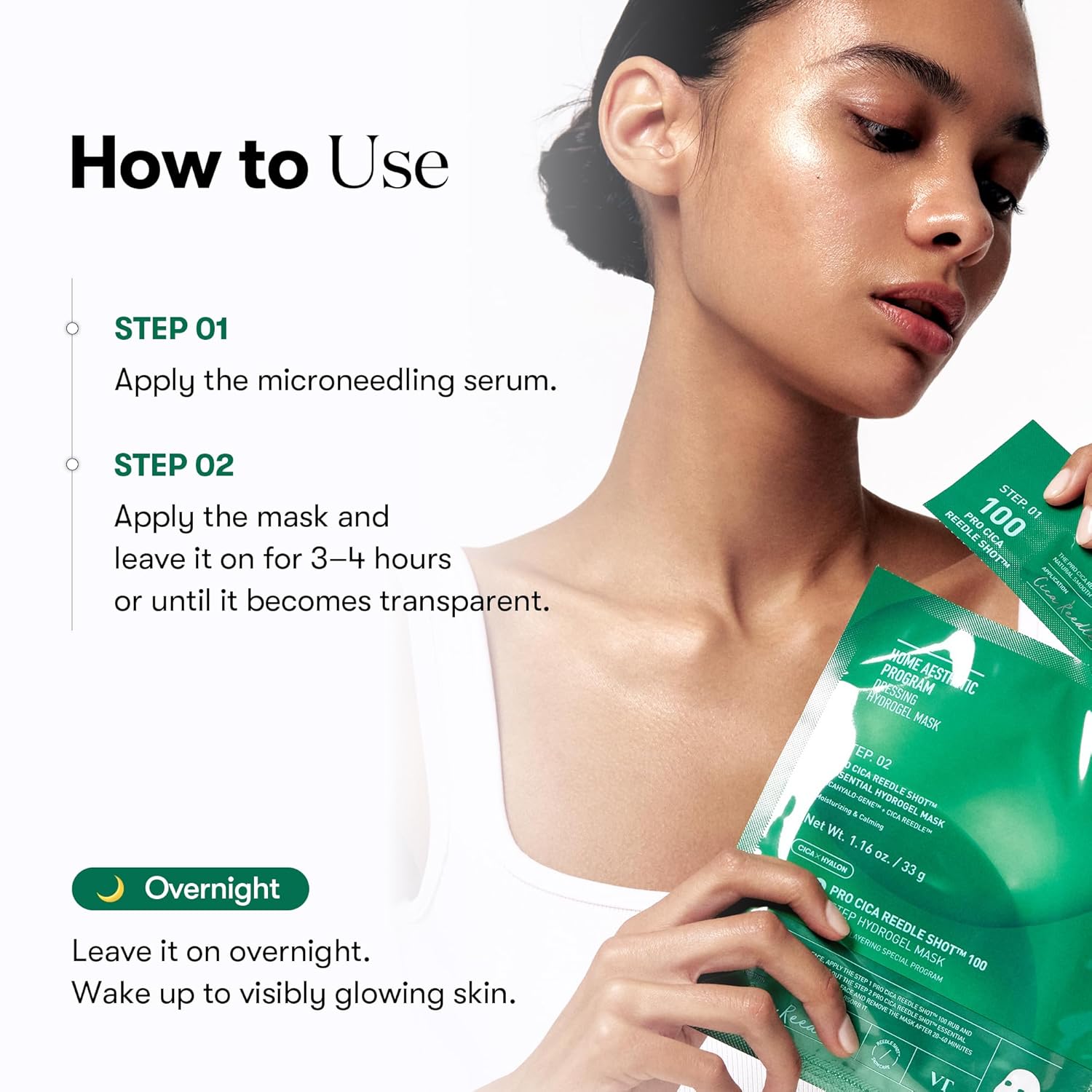 VT COSMETICS Pro Cica Reedle Shot 100 2-Step Hydrogel Mask(34.5gx4ea), Intensive Calming, Exosome Centella Asiatica, Blemish Relief, Overnight Melting Mask, Korean Facial Mask - Image 6