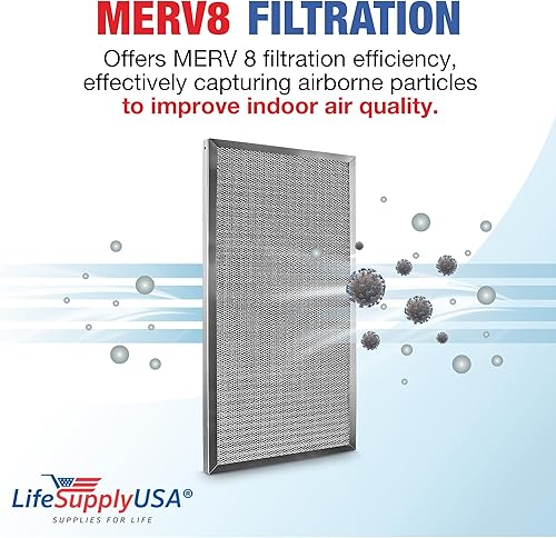 Miniatura 3 de LifeSupplyUSA Filtro de aire electrostático de aluminio de repuesto (20 x 30 x 1) Filtro de CA reutilizable lavable para horno HVAC central, mejora
