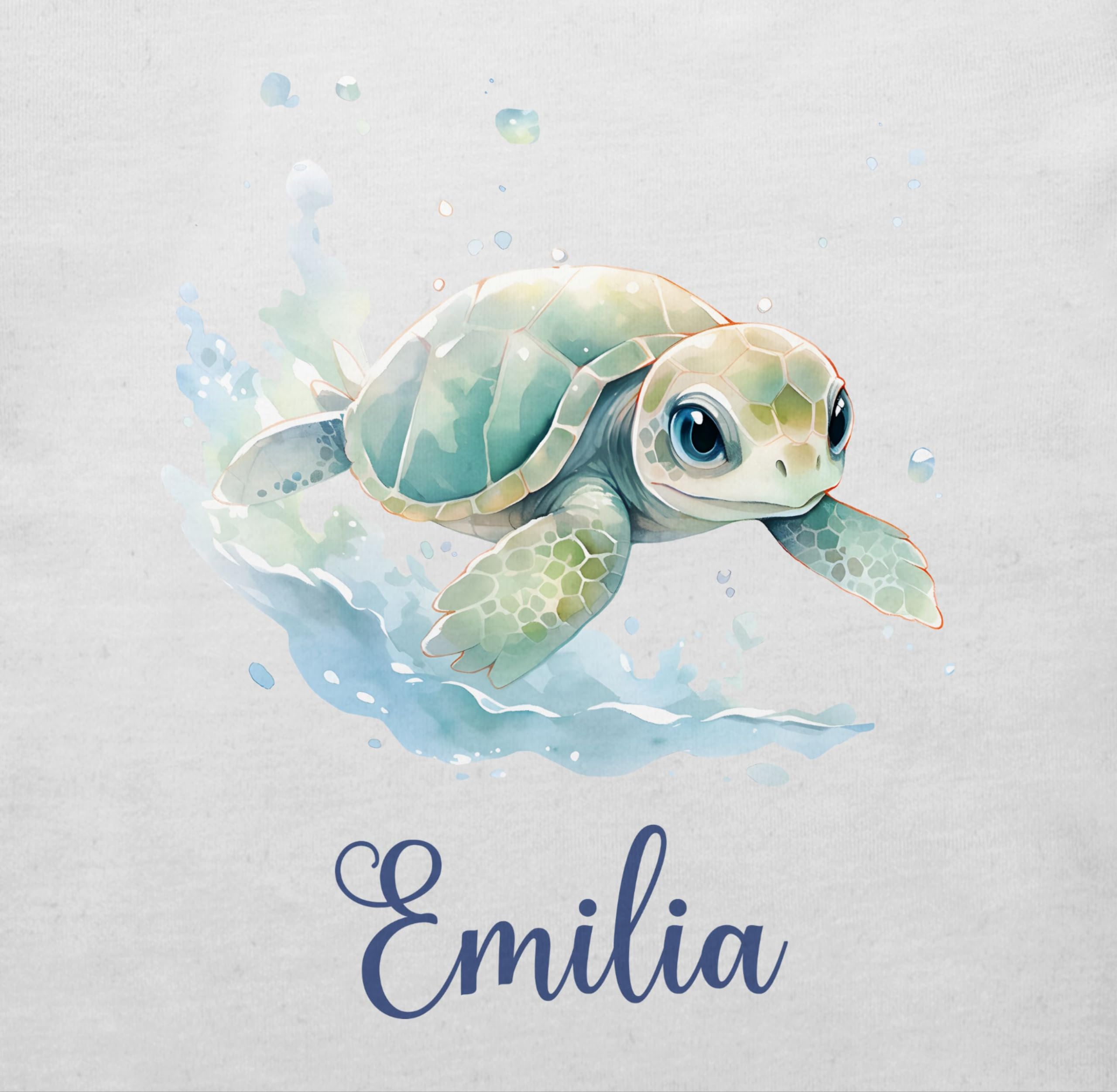 Geschenk mit Namen personalisiert by Shirtracer - Baby T-Shirt Mädchen Jungen - Schildkröte mit Name personalisiert I Zootiere I Panzertier
