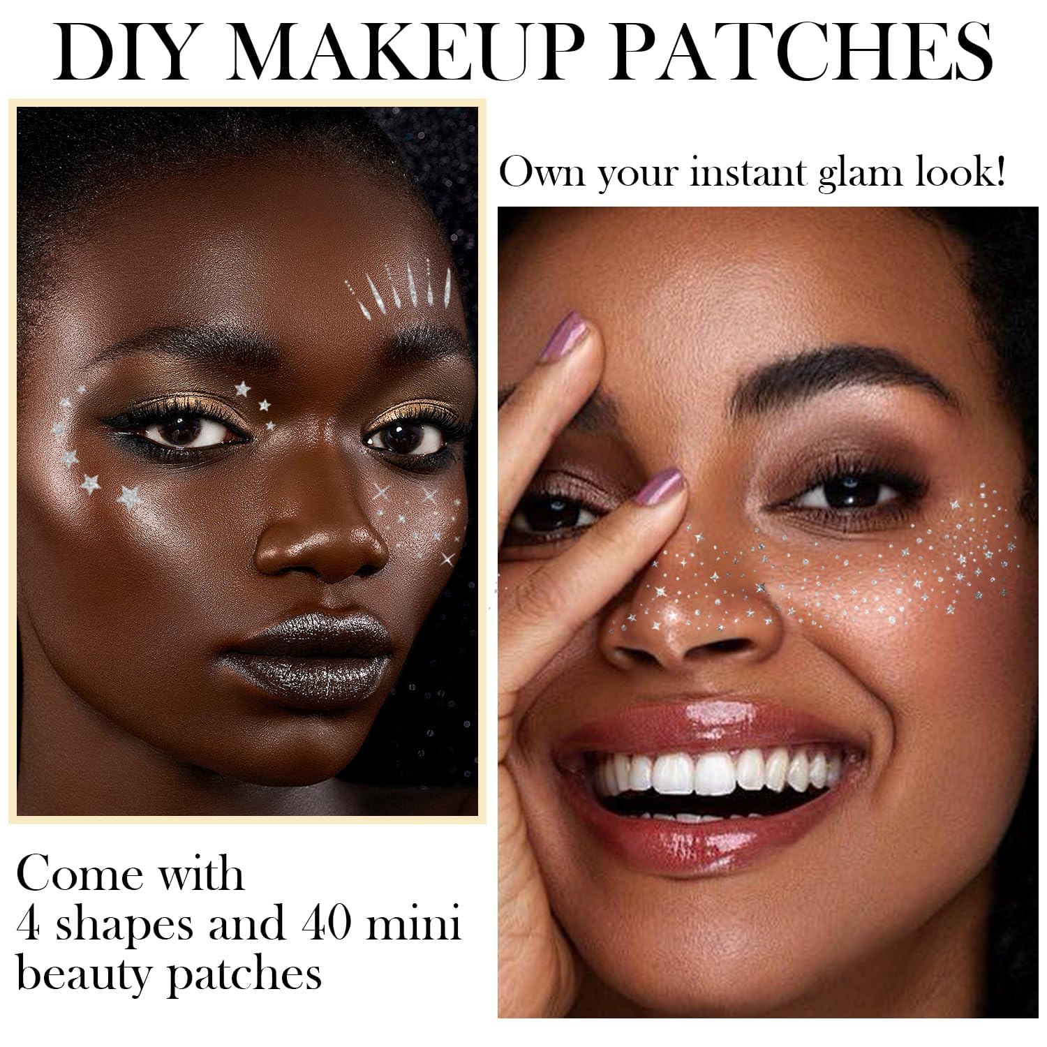 20 Pcs Glitter Freckles Face Tattoo, Silver Face Makeup Patches, Sparkle Makeup Patches - Image 3