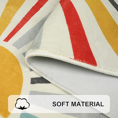 Miniatura 2 de Uphome Alfombra de baño bohemia, moderna, colorida, antideslizante, suave, linda, lavable a máquina, de terciopelo azul, para fregadero, bañera,