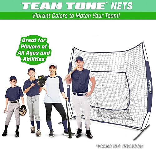 Vista 24 de GoSports Red de béisbol de repuesto de 7 x 7 pies, solo red, marco no incluido, elige tu color Rojo