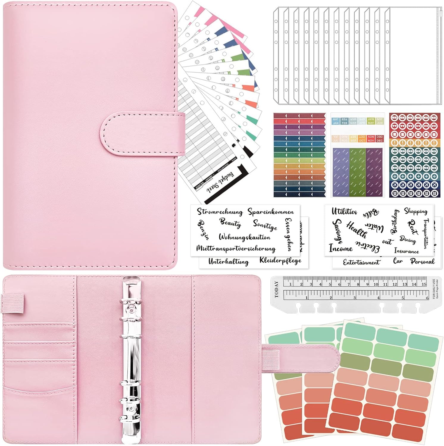 OUZHOU Budget Planner A6 - Sparbuch Mit Zahlenschloss Für 100 Envelope Challenge