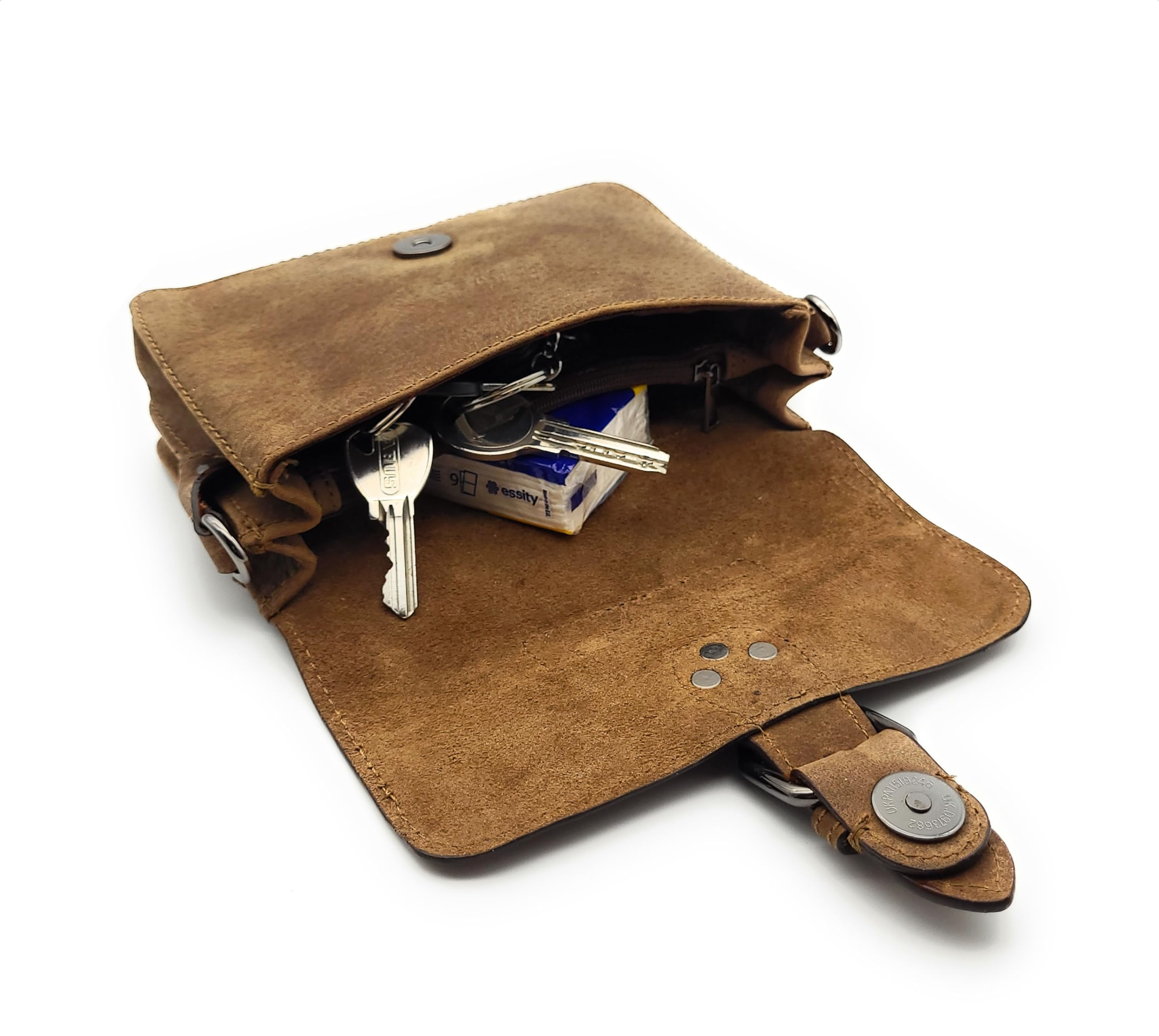 Gürteltasche aus Hunterleder – Vintage Herren & Damen Leder Bauchtasche – Hüfttasche mit Gürtelschlaufen & abnehmbarem Schultergurt – Praktisch & stilvoll für Alltag & Reisen (Dunkelbraun A)