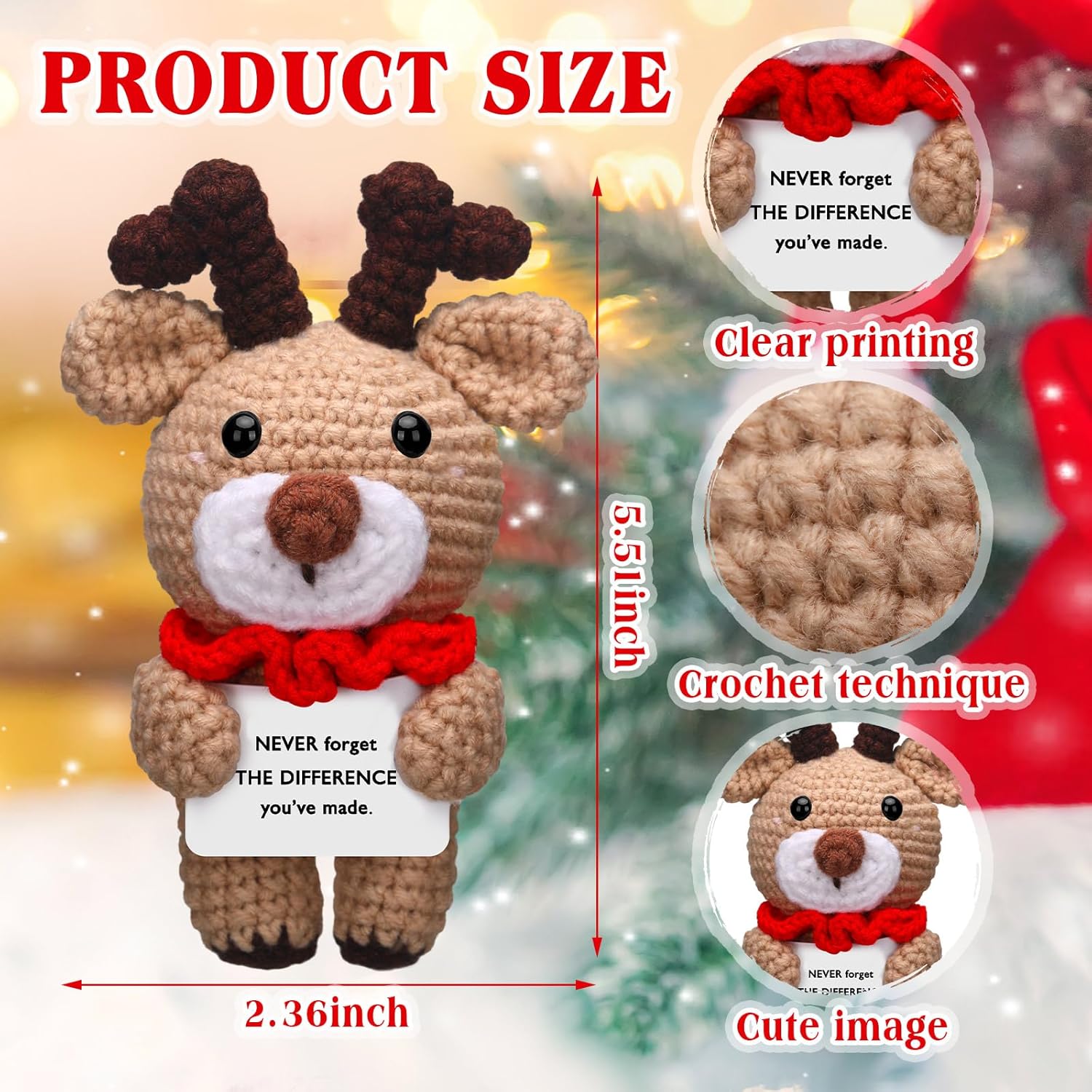 Condition photo showing New/Like New for Christmas Coworker Gifts Employee Appreciation Gift Christmas Crochet Doll Gift for Coworkers Teacher Boss Nurse Friends(Elk)