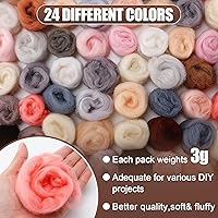 Vista 2 de 72 piezas de lana para fieltro con aguja de 7.6 oz - 24 colores de lana natural para ovillos de lana para principiantes, suministros de fieltro