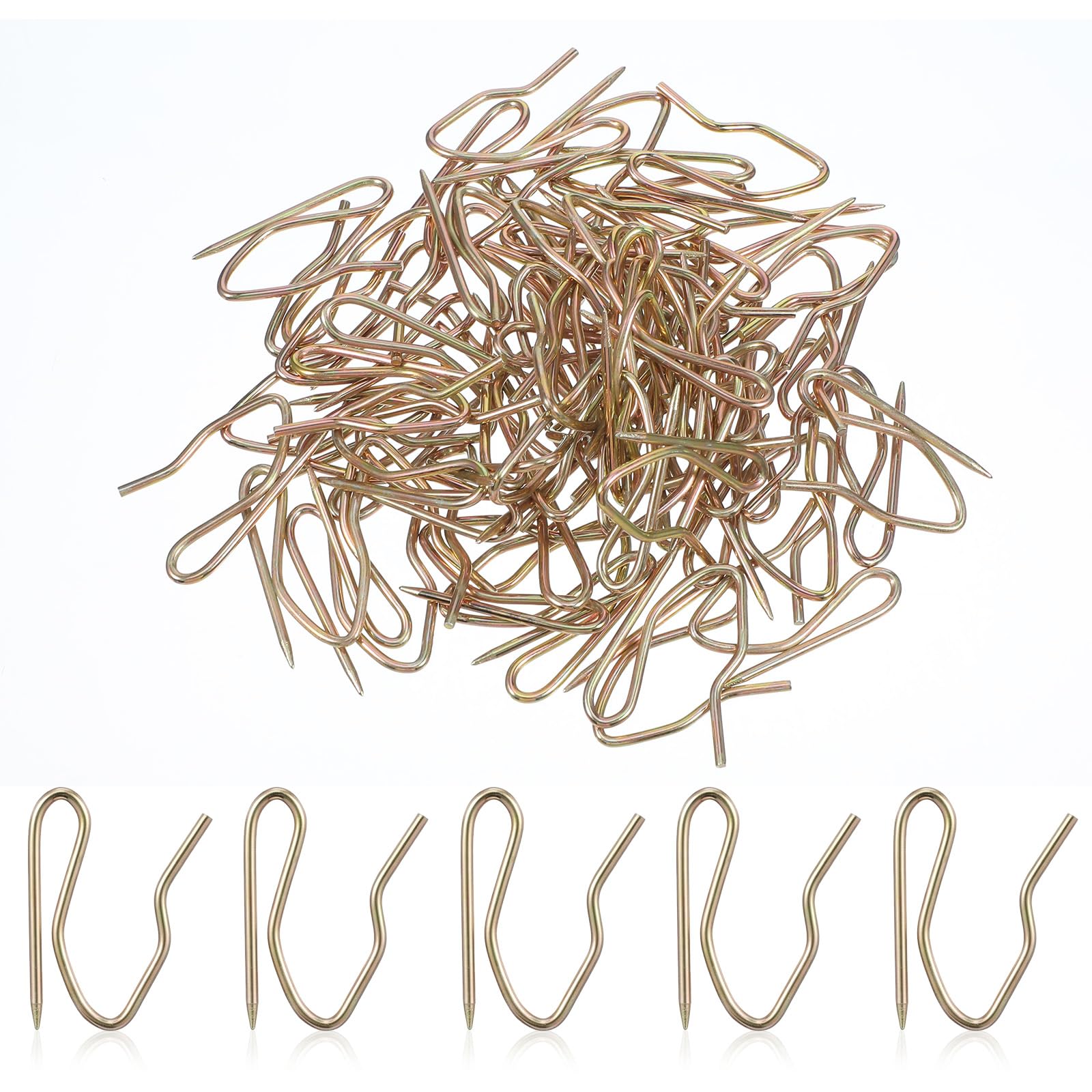 Lot de 60 crochets de rideaux plissés dorés de 31 mm pour rideaux, épingles en métal antirouille de qualité supérieure pour porte, fenêtre et rideau de douche