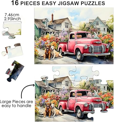 Miniatura 6 de Neoflavie Paquete de 4 rompecabezas de piezas grandes para personas mayores, 4 estilos de actividades para personas mayores, rompecabezas de regalo