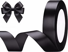20mm Wide Black Ribbon, Yiduohua 22M Ribbons for Gift Wrapping, Gift Wrap Ribbons for Crafting, Halloween & Christmas, Wedding & Valentine's Day Decoration