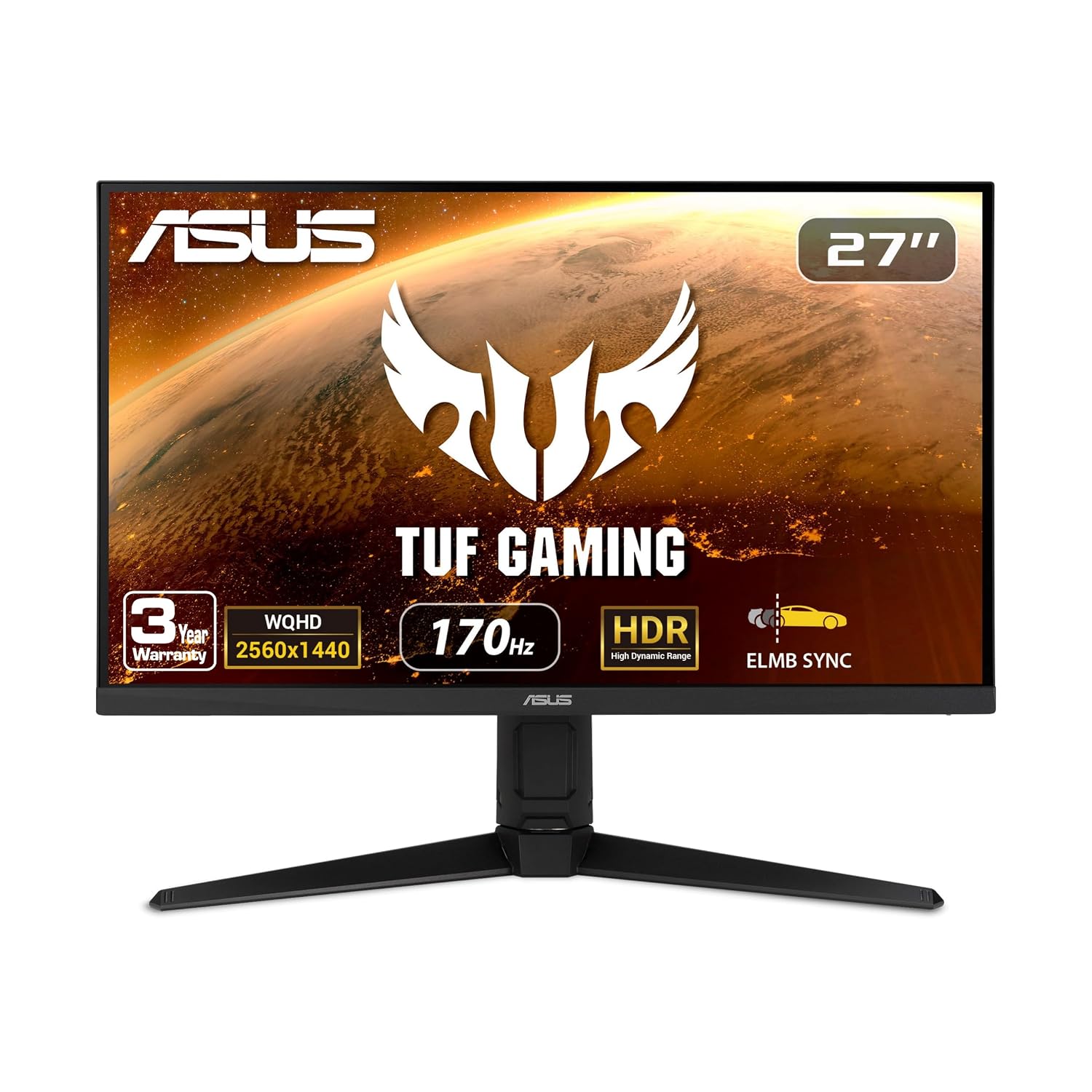 ASUS Tuf Vg27Aql1A 27 Inch (68.5 Cm) 2560 X 1440 Pixels, Wqhd Gaming Led Monitor with 170Hz Refresh Rate 1Ms Response Time in-Built 2W Speakers and USB 3.0 Connectivity, Black