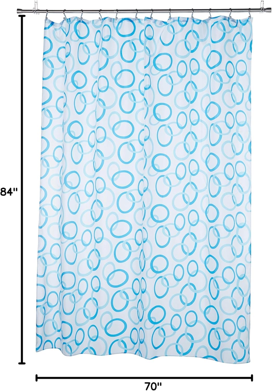 Carnation Home Fashions Circles Extra Long Printed Fabric Shower Curtain, 70-Inch by 84-Inch