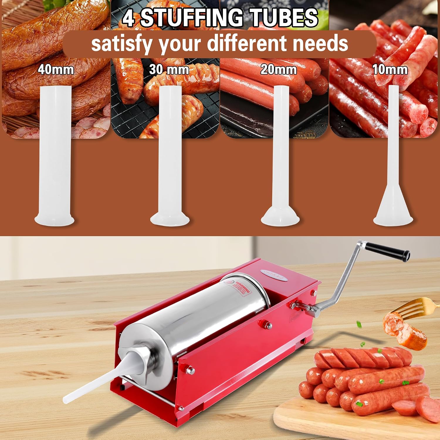 Hakka 15 Lbs(7 Liter) Sausage Stuffers 2 Speed Horzontal Sausage Makers
