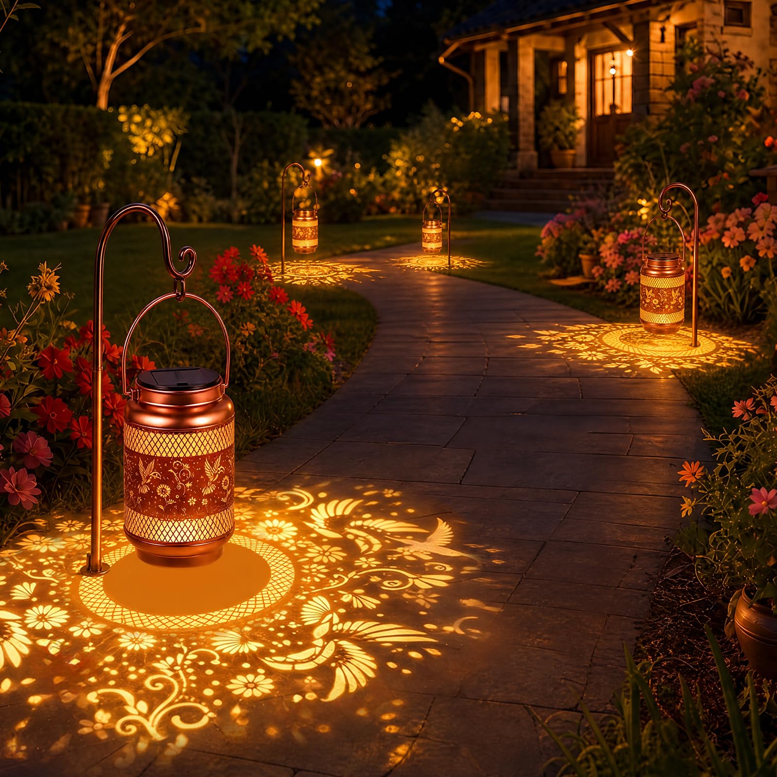 Solarlaternen für den Außenbereich, Gartendekoration, Solarleuchten, wasserdicht, Kolibri, dekorative hängende Metallleuchten, Gartengeschenk für Außenbereich, Hof, Terrasse, Hinterhof, Bauernhof