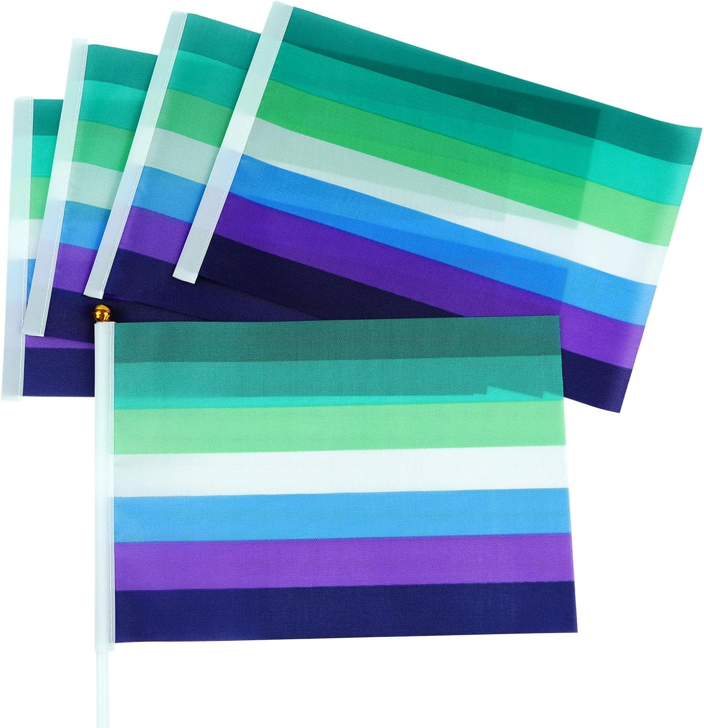 PTEROSAUR 100 Pack MLM Vincian Pride Hand Held Flag, LGBT Gay Men Rainbow Handheld Waving Small Flag LGBTQ Party Decor, 5.5x8.2 Inch