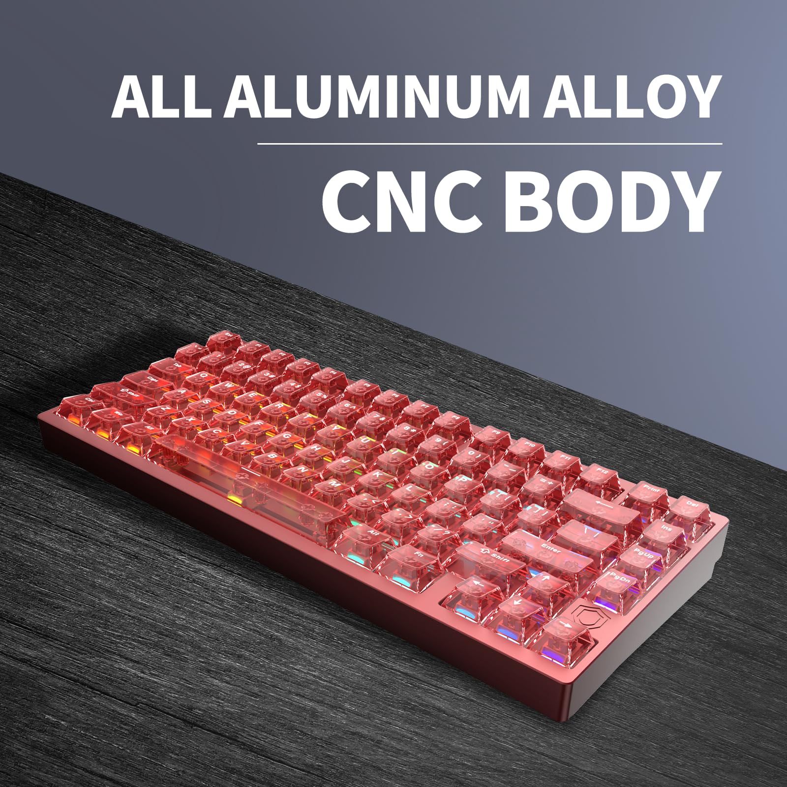 IROK MG75PRO 81-klawiszowa przewodowa klawiatura mechaniczna z przełącznikiem magnetycznym, efekt Halla, aluminium 8 kHZ/ARGB/CNC, struktura płyty do gier (czerwona)