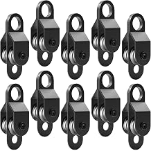 10Pcs Black Double Pulley Block Small Snatch Cable with Ball Bearings Inside, Pulley Wheel for 0.23 Inch/ 6mm Wire Rope Cable, Load 132 Lb