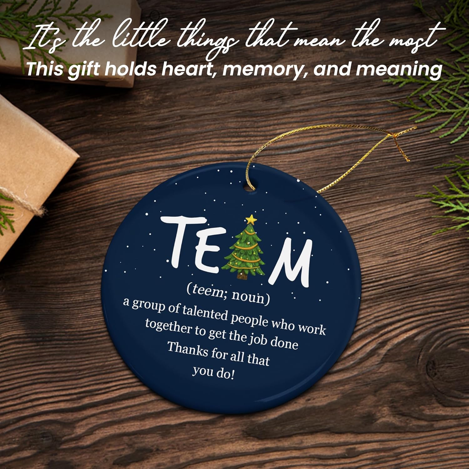 Team Appreciation Gifts for Employees - Ceramic Christmas Ornaments 2025 for Tree Decorations - Christmas Birthday Thank You Gifts for Coworkers Employees Women Boss, Xmas Bulk Gift Idea - Image 7