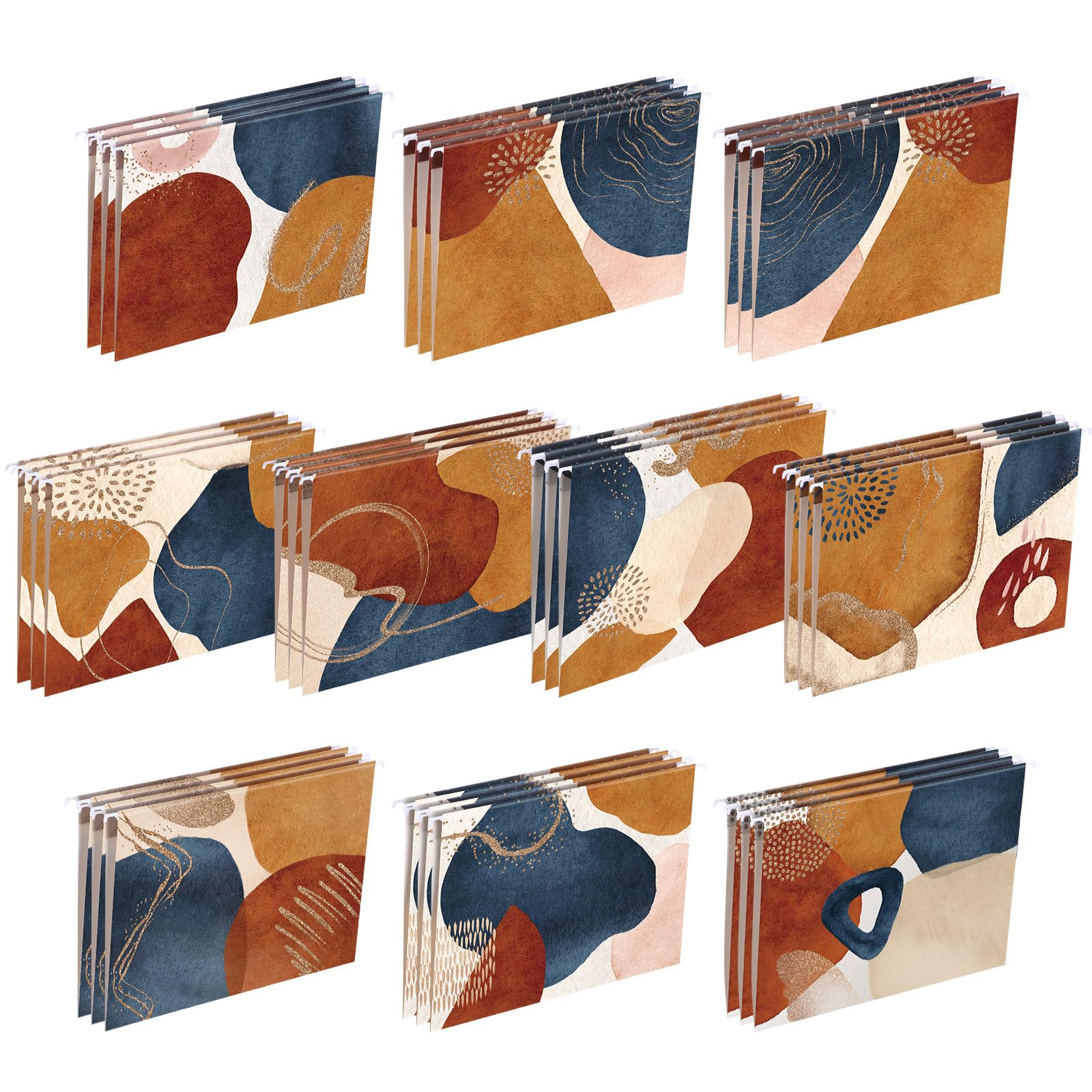 Janmini 30 Pcs Boho Decorative Hanging Folders, Including Adjustable Tabs and Inserts, Letter Size Hanging File Cabinet Office Supplies Pretty File