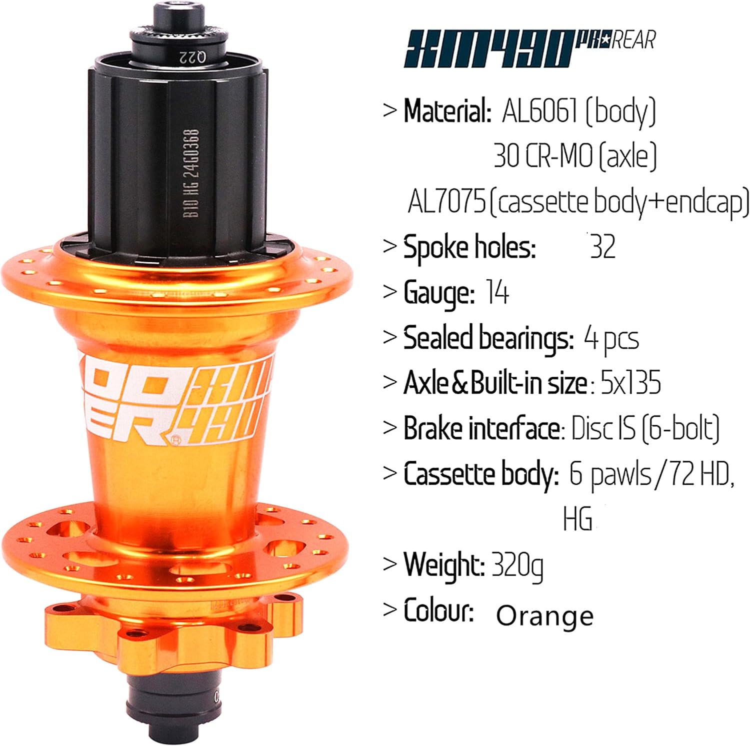 BestParts Mountain Bike Rear Hub 32 Hole 5x135 Quick Release Aluminum 6 Bolts Disc Brake Hub Replacement for Shimano 8-11speed and SRAM 8-10speed,with HG Cassette,(Gold)