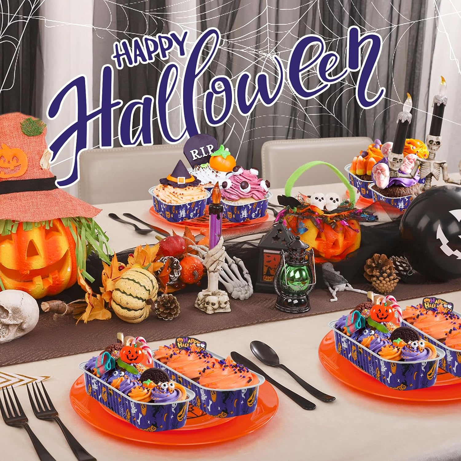 Halloween Mini Loaf Pans with Lids, Aluminum 6.8oz Mini Cake Pan 30Pack image 3