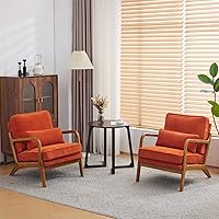 Vista 17 de VINGLI Silla decorativa de pana de alta calidad, con reposabrazos tapizada, cómoda silla de lectura de madera maciza con almohada lumbar, sillas