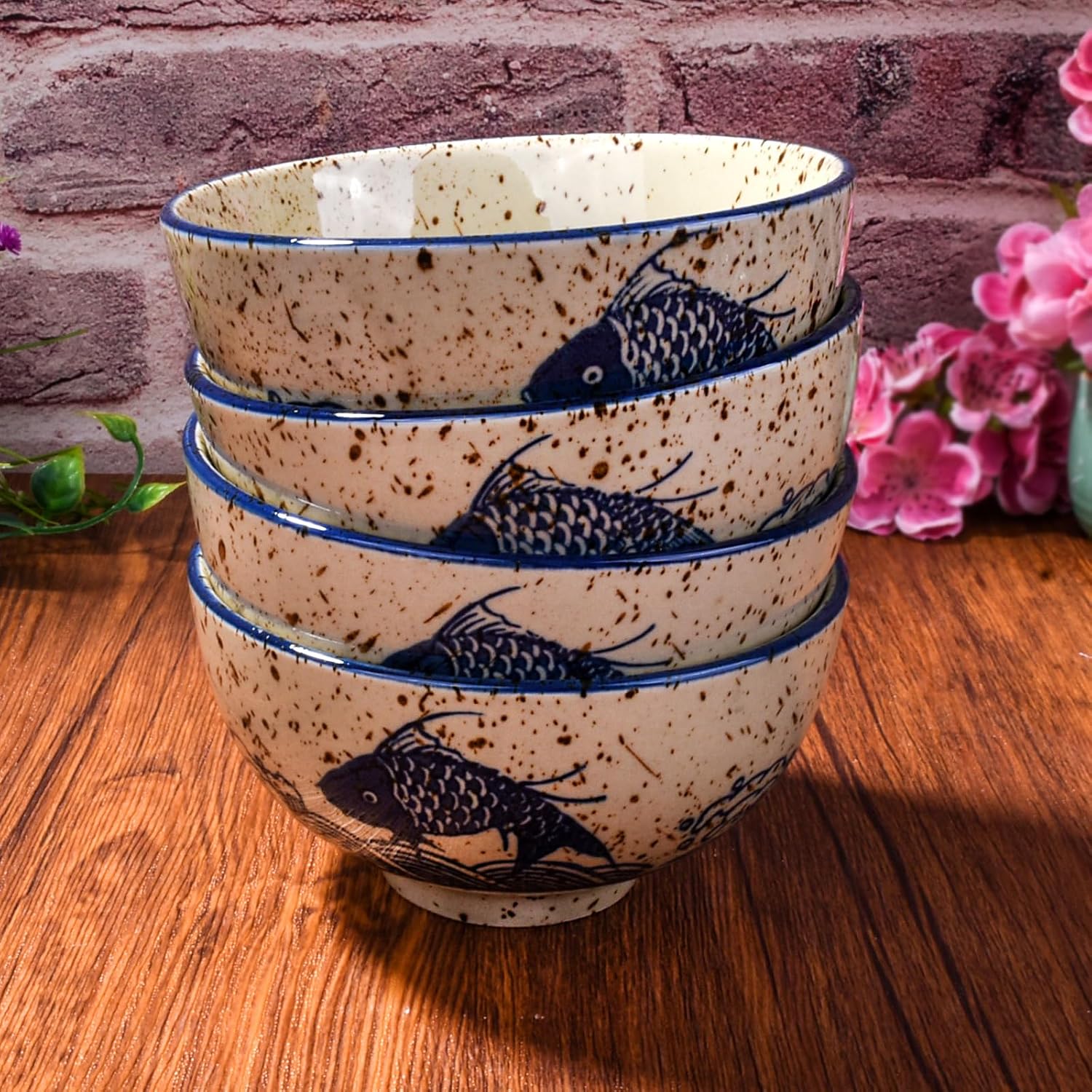 Japanese Rice Bowls Set of 4, Porcelain Sushi Bowls