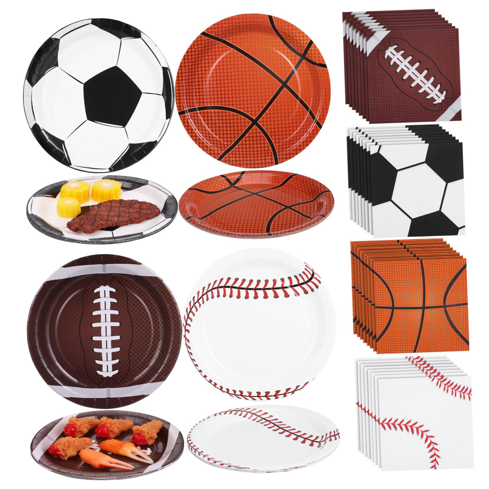 Assiettes design coordonné pour fête d'anniversaire à thème sport