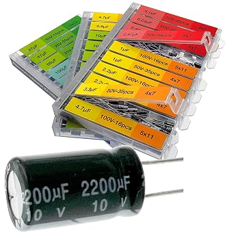 EEEEE 0.1uF-2200uF 633 pcs Capacitor Set 30 Value 633 Individual Box Lid Electrolytic Capacitor Assortment kit for Industrial Electrical and 10V, 16V, 25V, 50V, 100V