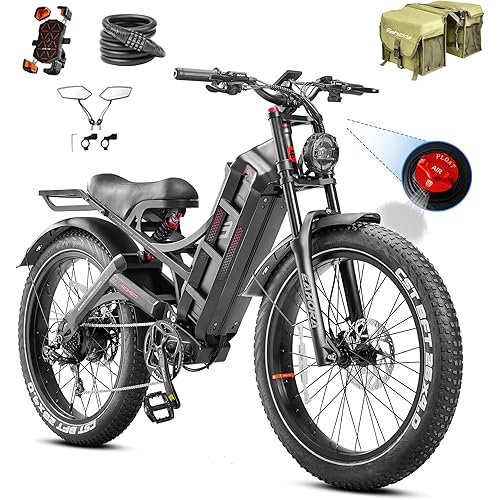 eAhora 2026 Romeo Pro 3 5600W 50Mph High-Torque Ebike, 60V 80Ah 250-Mile Long Range Electric Bike for Adults, Adjustable Air Suspension, 26'' Puncture-Proof Tire, UL 2849 Certified by TÜV