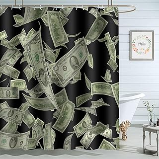 Moslion Us Dollar Money Shower Curtain Set 72x72 Inch Bathroom Decor Waterproof Fabric Curtains with Hooks