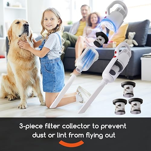 Miniatura 7 de Aspiradora ligera, combo único de aspiradora y trapeador, 3 filtros de polvoalmohadillas de microfibra, aspiradoras con cable y escobas eléctricas,