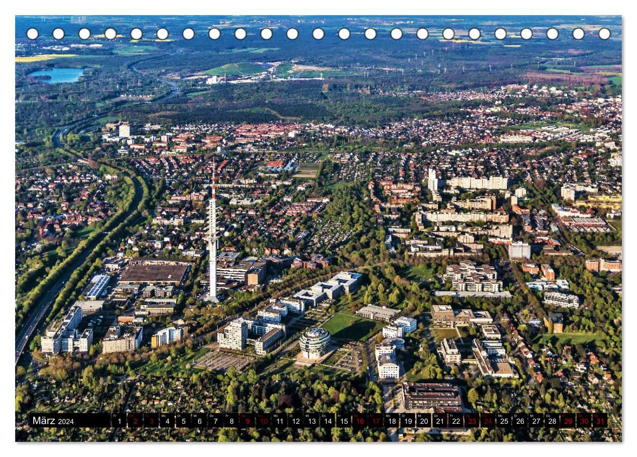 Hannover - Luftige Einblicke (Tischkalender 2024 DIN A5 quer), CALVENDO Monatskalender: Eindrucksvolle Perspektiven auf Hannover aus der Luft. (CALVENDO Orte)