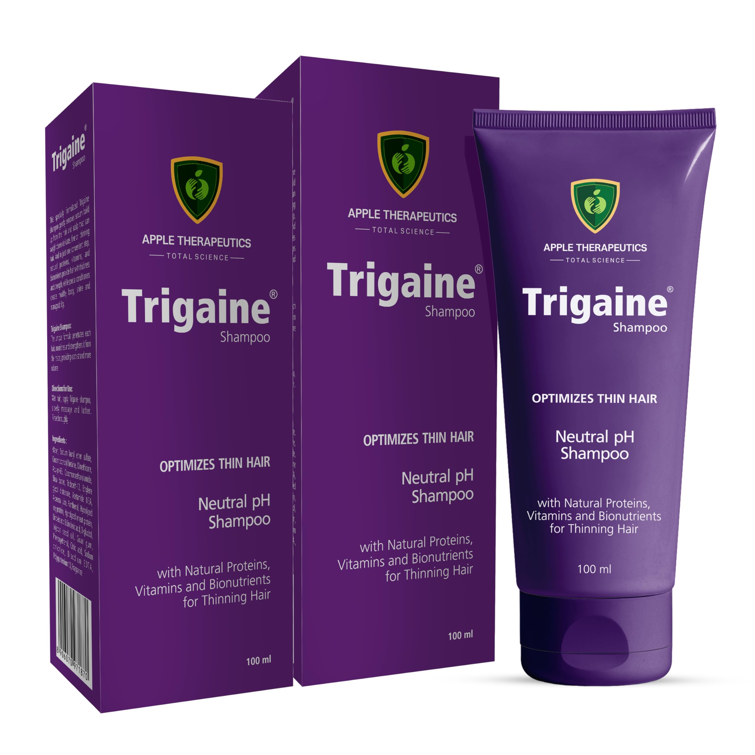 Trigaine Neutral pH Shampoo (2x100ml) | Optimizes Color Treated & Heat Treated Thin Hair with Natural Proteins, Vitamins & Bionutrients Dermatologist-Recommended Shampoo for Hair Fall | Pack 2-image-45
