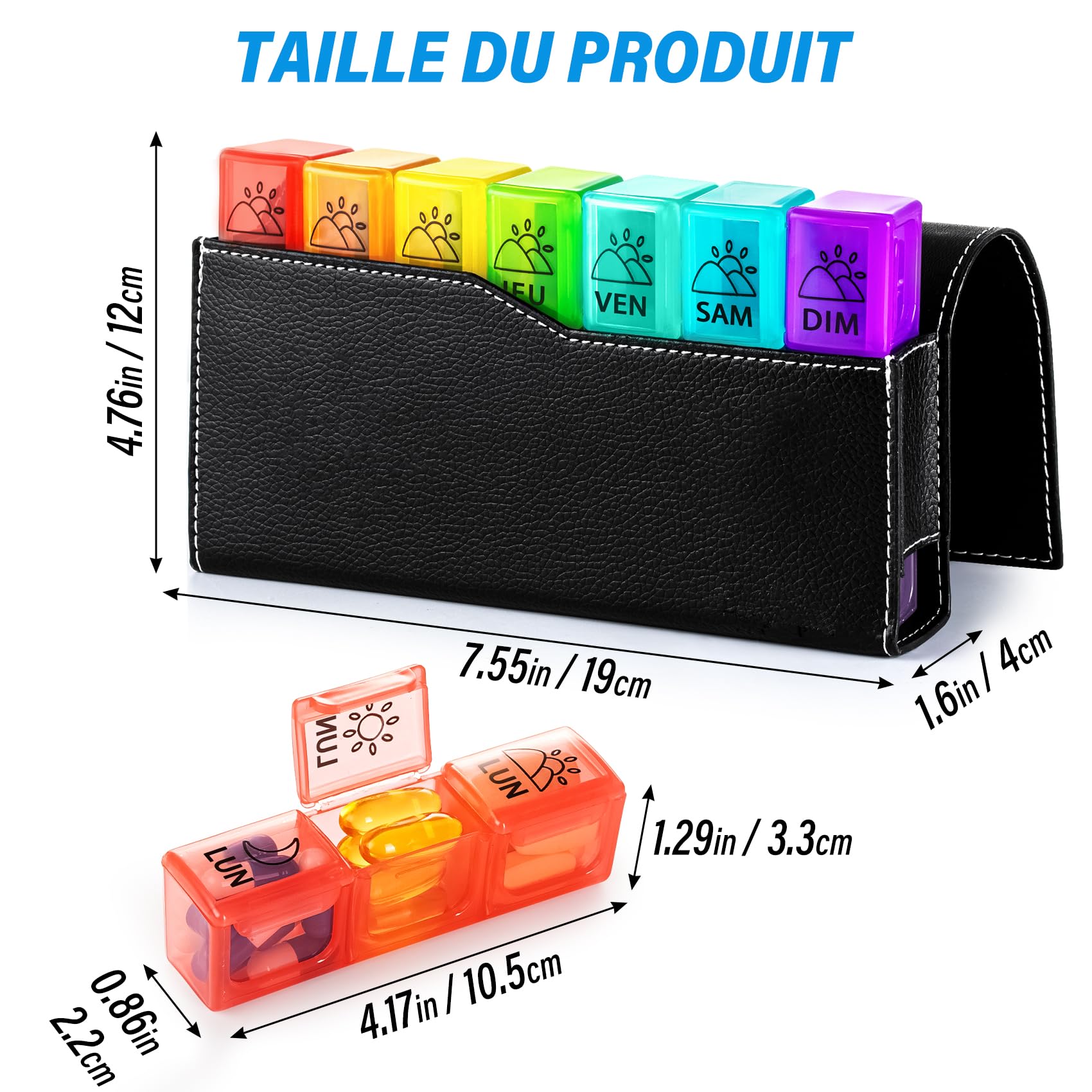Portapillole Settimanale Con Specchio - Organizzatore Medicine Da Viaggio 3 Scomparti