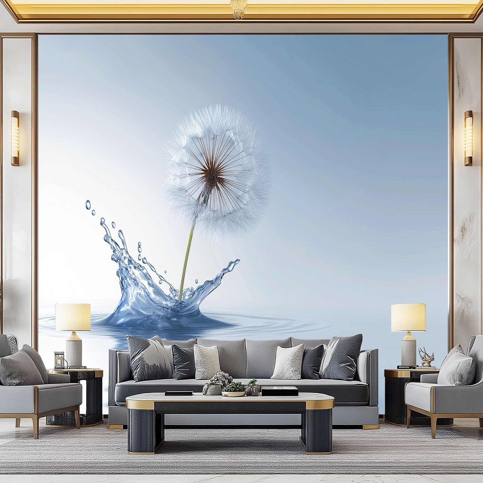 Generisch Tapeta panoramiczna 3D, 3D, minimalizm, srebrno-szara, tapeta z włókniny, tapeta ścienna do biura, korytarza, sypialni, salonu, dekoracja ścienna – 350 x 256 cm (szer. x wys.)