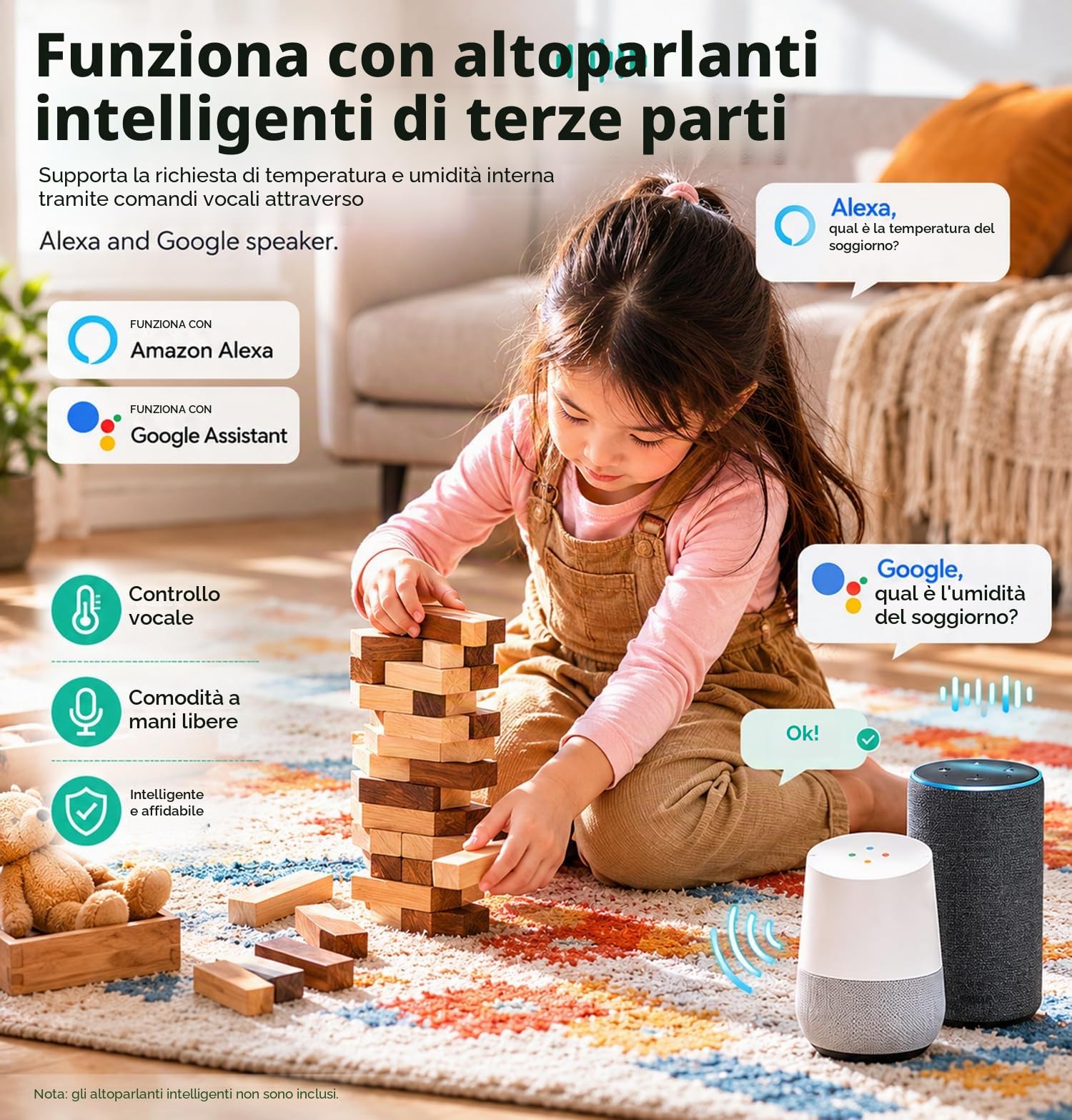 Sensore termometro igrometro WiFi: monitor intelligente della temperatura senza fili con notifica app, esportazione di memoria dati, funzione di calibrazione, compatibile con Alexa (White-3PCS)